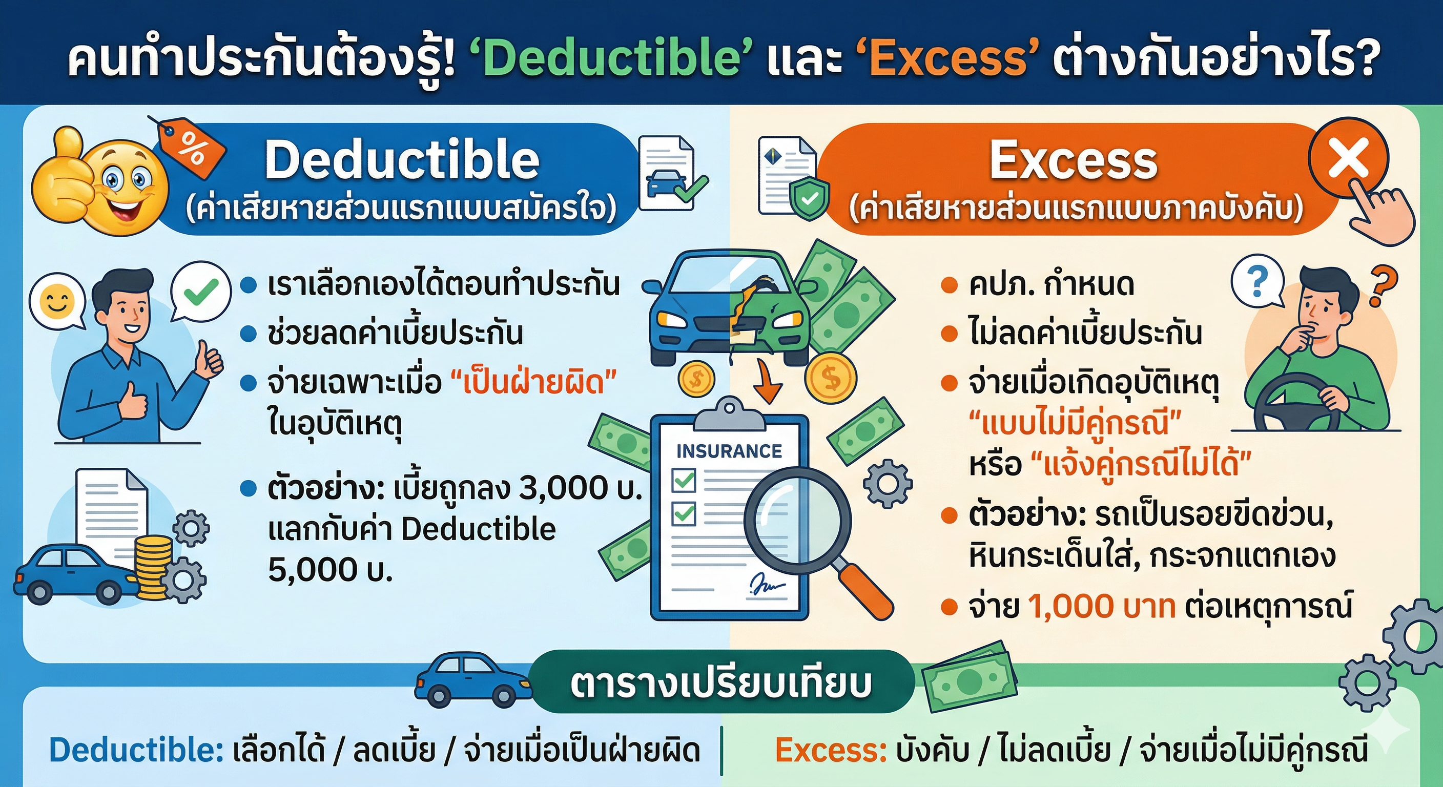ค่าเสียหายส่วนแรกประกันรถยนต์